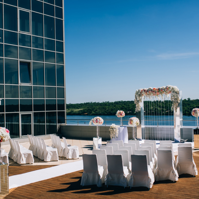 Guests enjoying a celebration at Riveria by V Stays event space