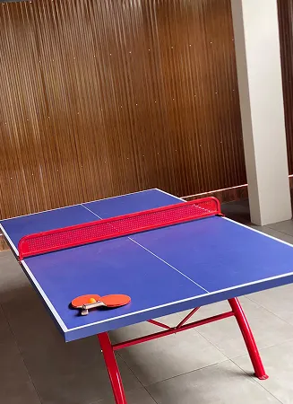 Table tennis setup at Riveria by V Stays for active indoor play