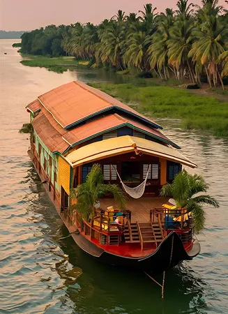 Houseboat day cruise experience near Riveria by V Stays on Chaliyar River